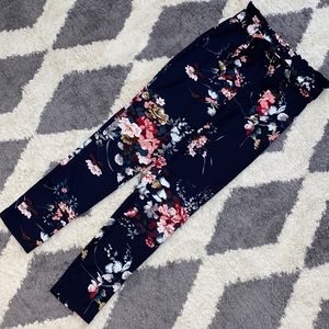 Navy blue floral pants size small